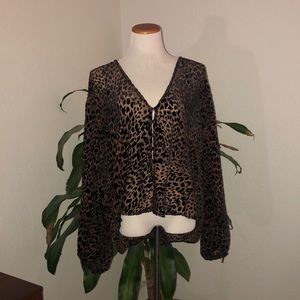 Free People Leopard Tunic Blouse